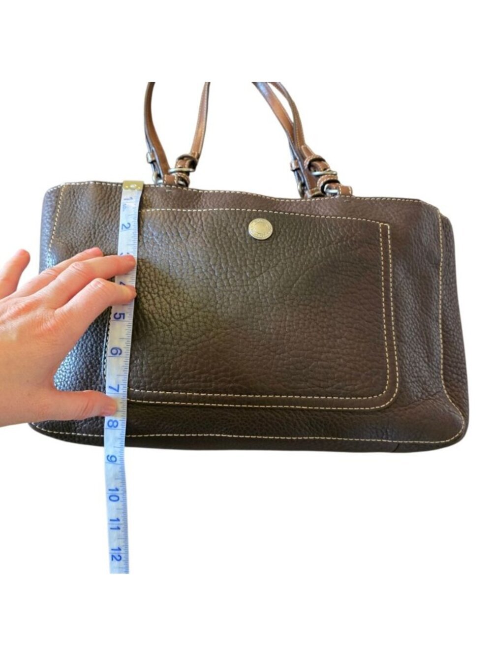 Vintage Coach Chelsea Brown Pebbled Leather Tote East West Shoulder F10892 COA - Picture 12 of 16
